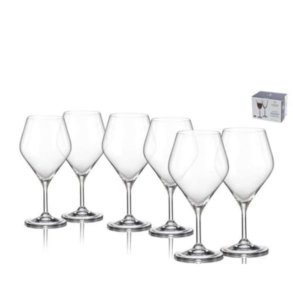 סט 6 גביעי יין בעיצוב יוקרתי מקריסטל בוהמיה 400ML