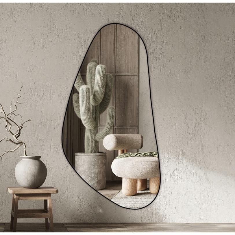 מראת קיר אסימטרית מסגרת בצבע שחור 170/70 ס"מ