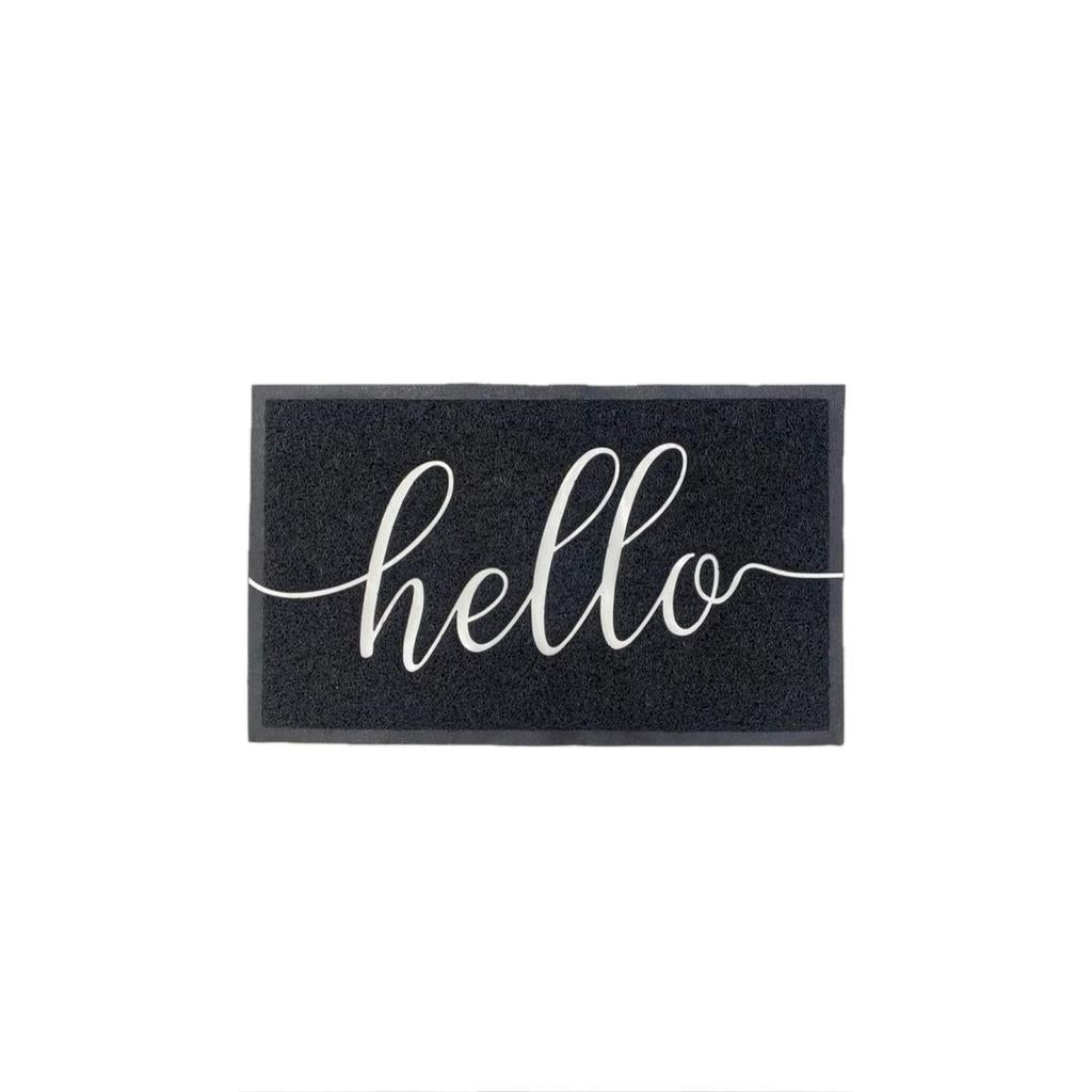 שטיח כניסה לבית דגם רעות עשוי PVC מעוצב כיתוב HELLO
