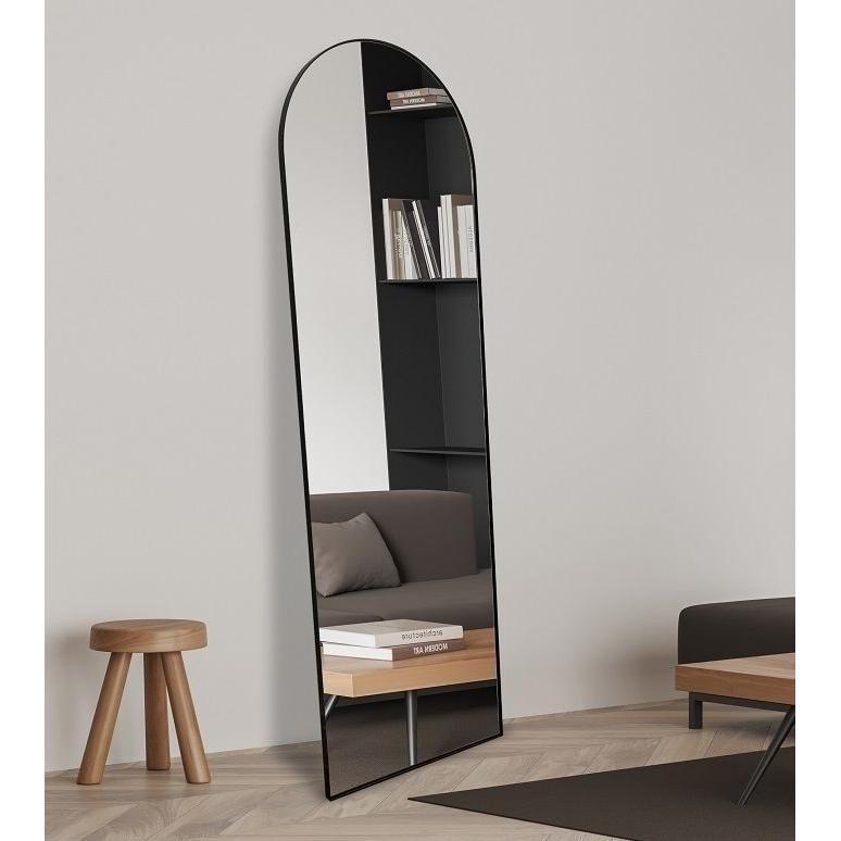 מראת גוף חצי מעוגלת מסגרת בצבע שחור 160/50 ס"מ