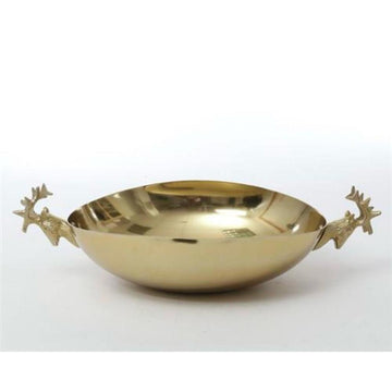 קערת הגשה מעוצבת ראשי אייל BRASS זהב 15X34X34 ס"מ