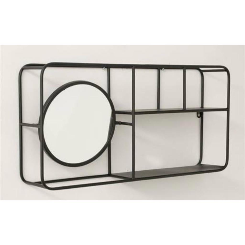 נישת מידוף / מידוף מתכת בגוון שחור ושילוב מראה