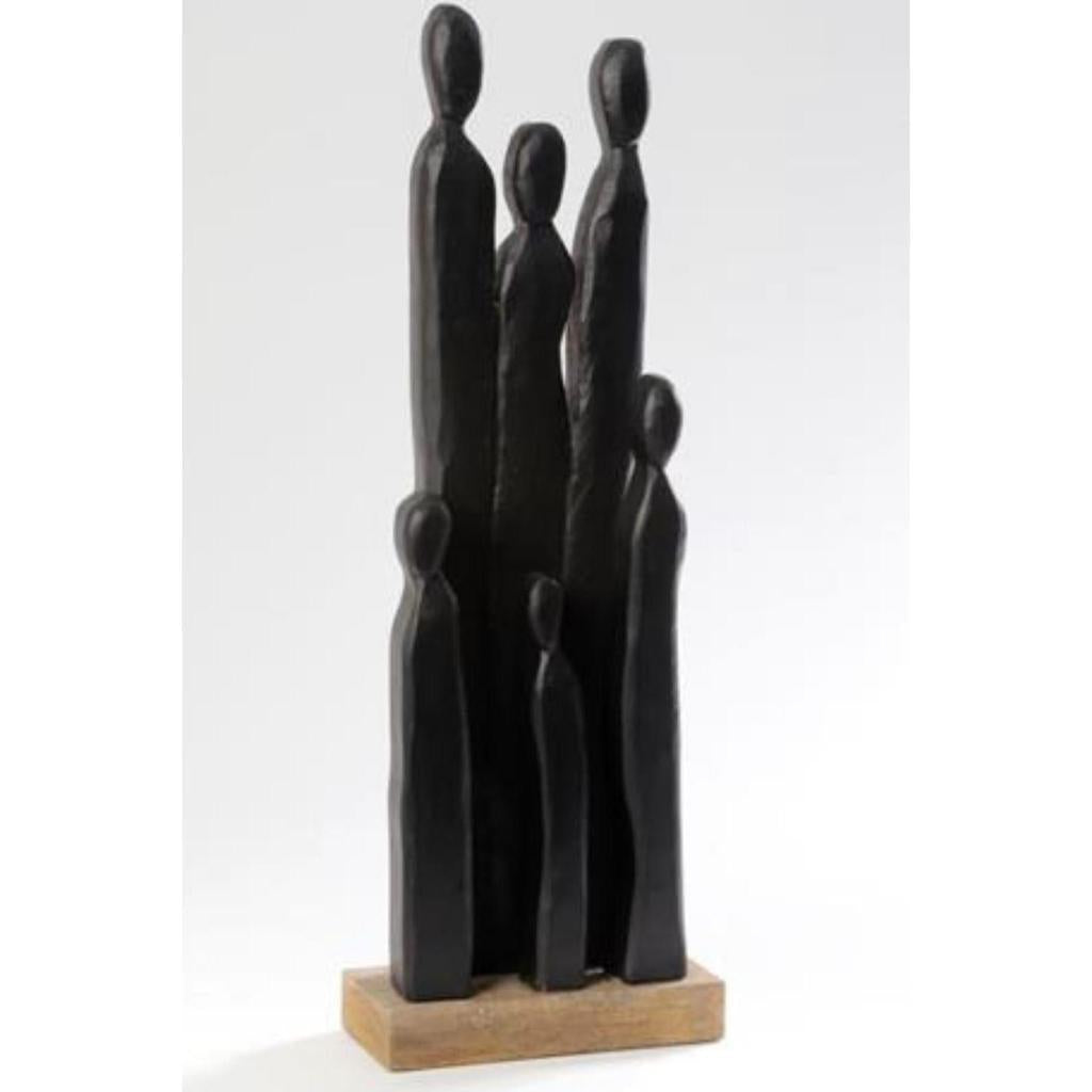 פסל משפחה דקורטיבי מעץ מנגו בגוון שחור