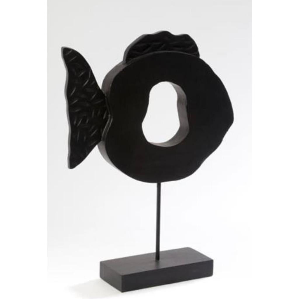 פסל דג דקורטיבי מרשים מעוצב בצבע שחור