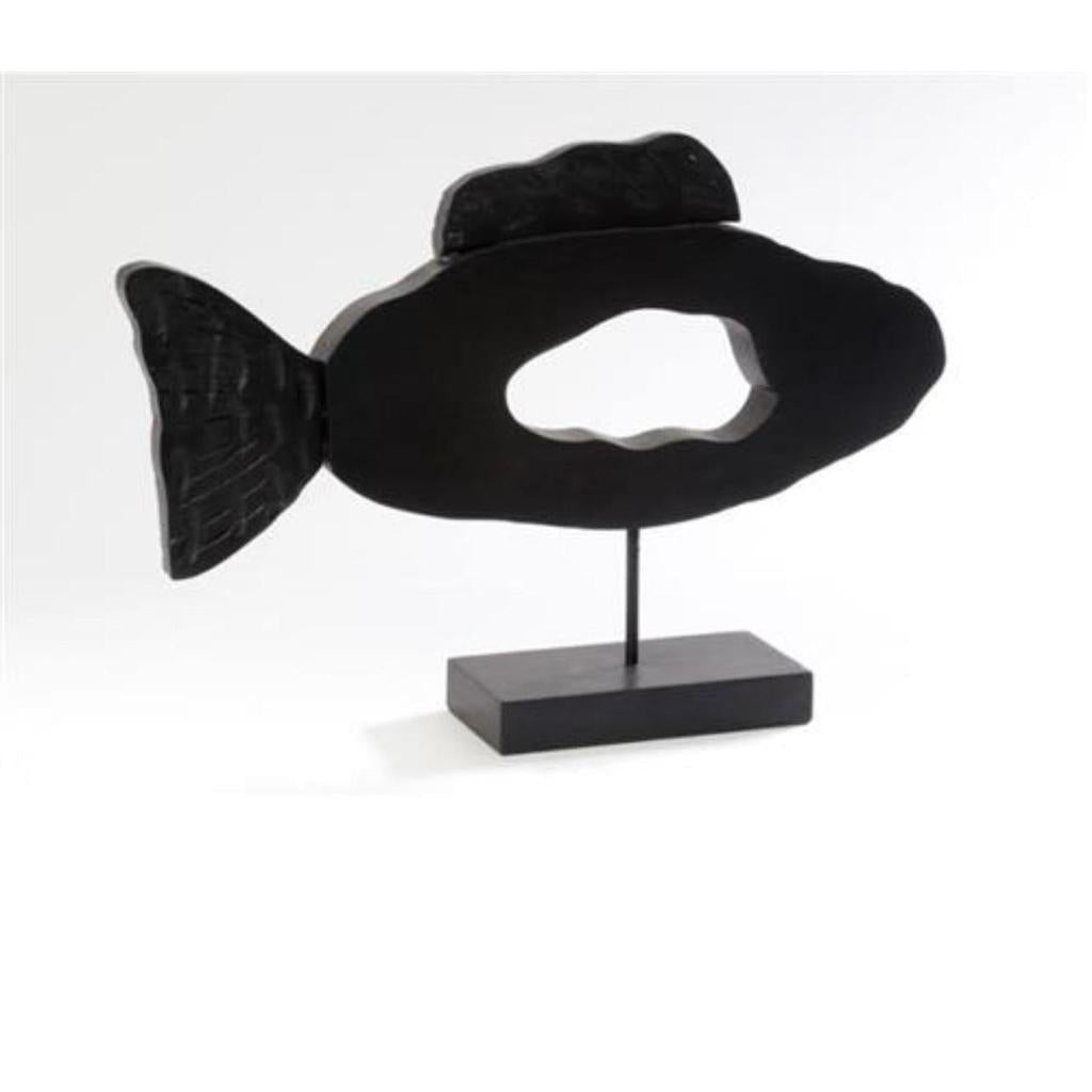 פסל דג דקורטיבי בעיצוב ייחודי בגוון שחור