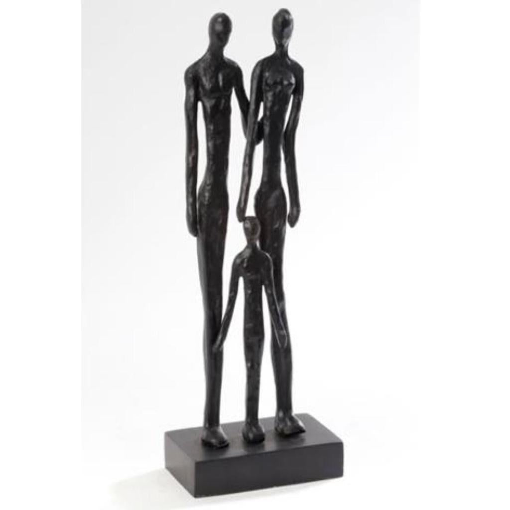 פסל משפחה דקורטיבי עשוי עץ מנגו בצבע שחור