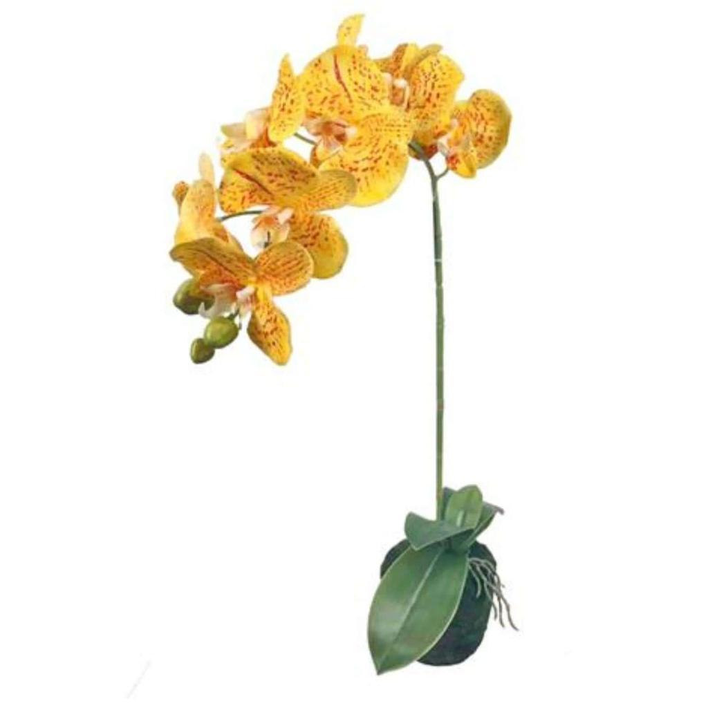 עציץ סחלב מלאכותי עשוי סיליקון בגוון כתום 63CM