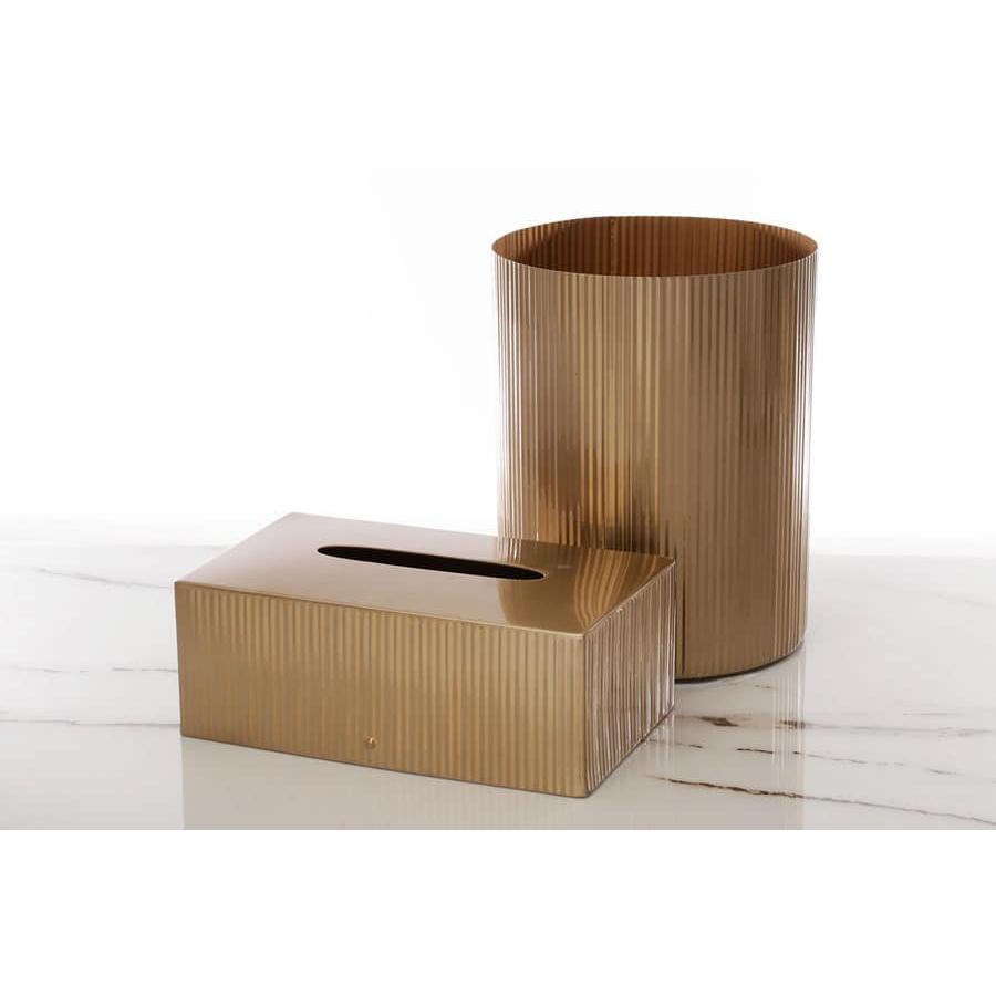 פח + קופסא לטישו בצבע ברונזה בשילוב עיטורי פסים