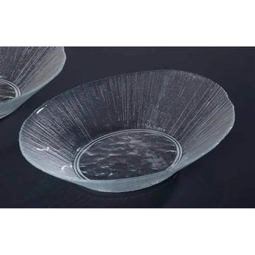 קערת הגשה אובלית זכוכית יוקרתית 21X21X4 ס"מ