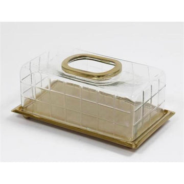 קופסא לטישו מעוצבת זכוכית ושילוב BRASS זהב