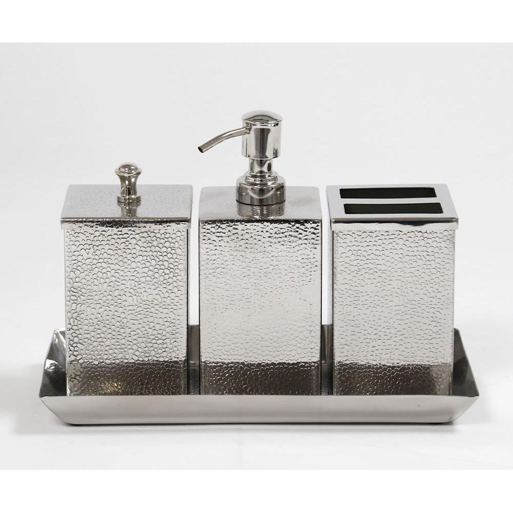 סט אמבטיה ומקלחת 4 חלקים עשוי BRASS כסוף ייחודי