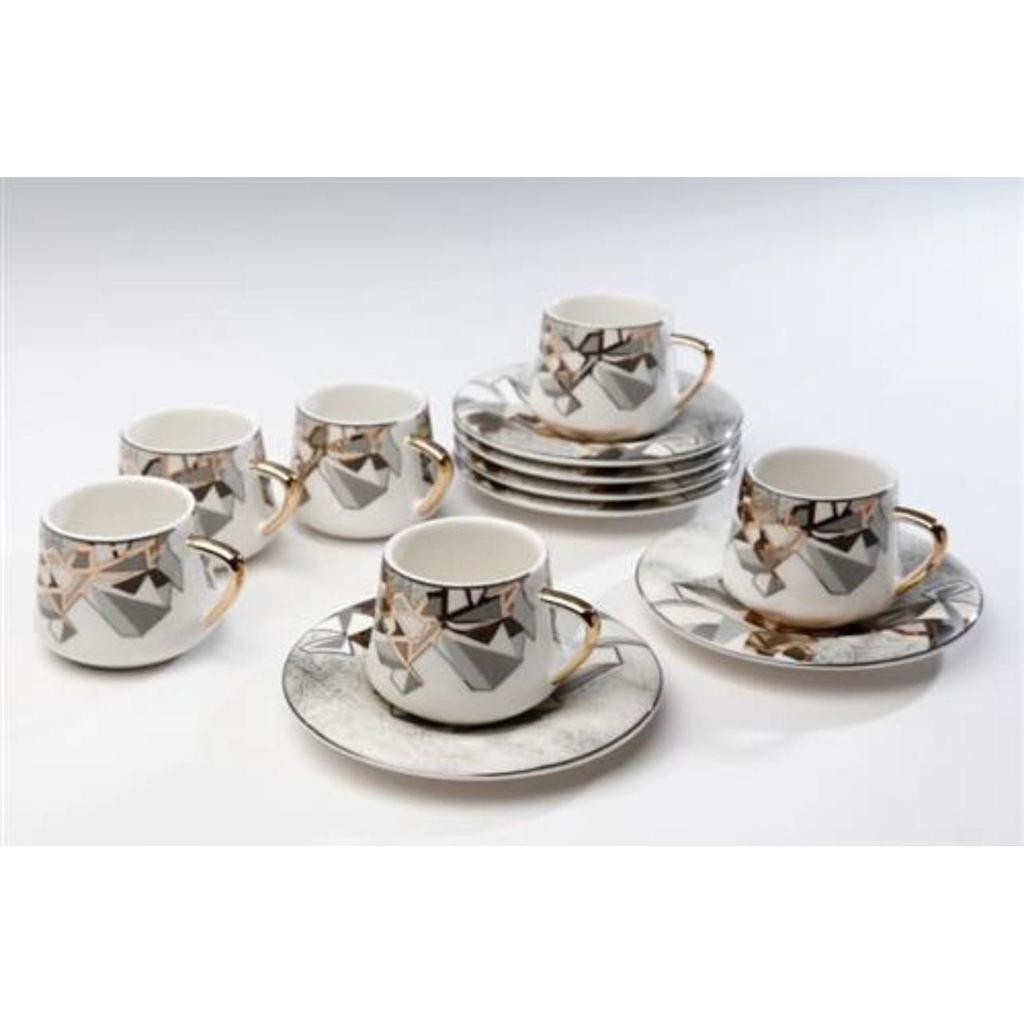 סט ספלים 12 חלקים מעוצבים מפורצלן יוקרתי 80ML