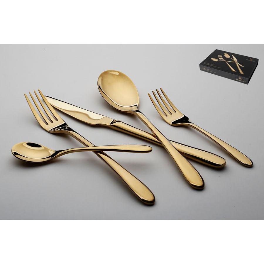 סט סכו"ם 30 חלקים עשוי נירוסטה בגוון זהב מבריק