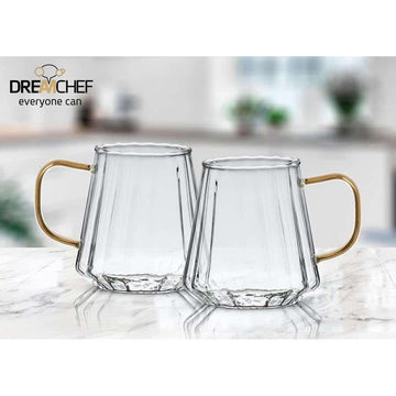 זוג מאגים DreamChef עשוי זכוכית ידית זהב 350ml
