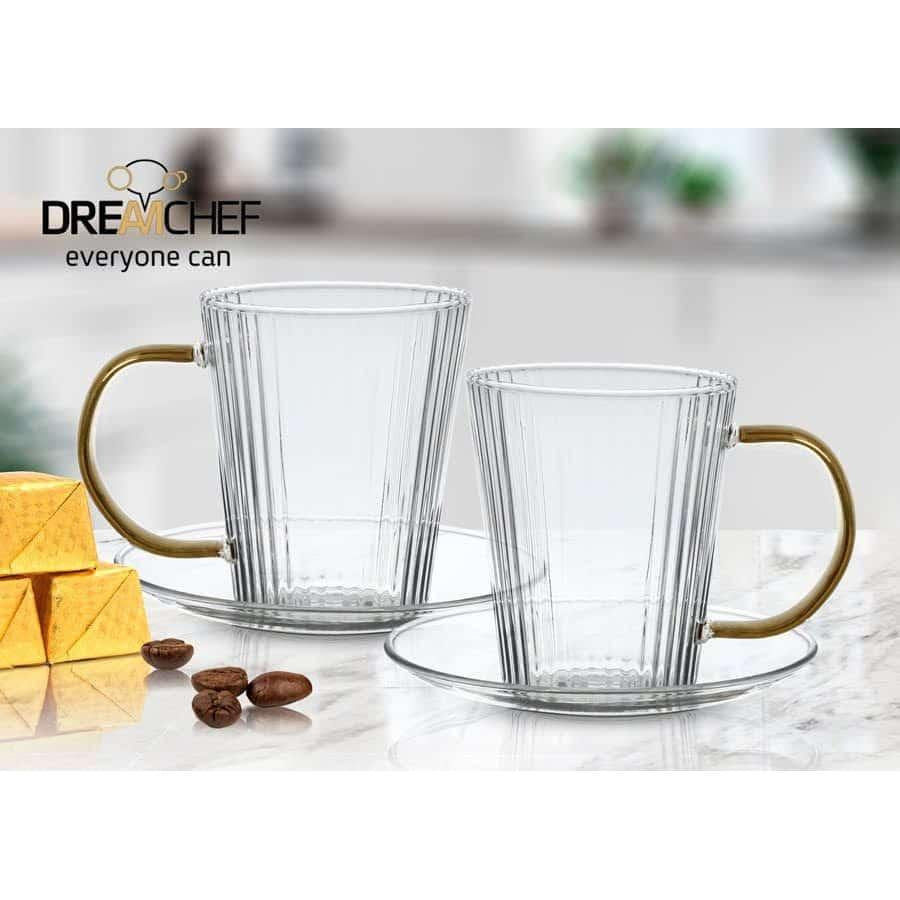 זוג מאגים DreamChef זכוכית איכותית ושילוב ידית זהב 280ml