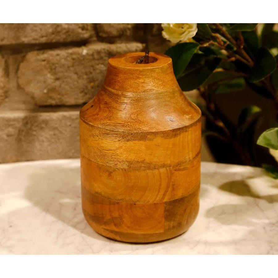 ואזה מרשימה עשויה עץ מנגו בהיר 21X14X14 ס”מ