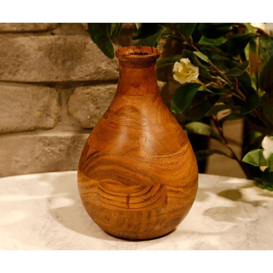 ואזה מעוצבת מעץ מנגו בגוון כהה 28X19X19 ס"מ