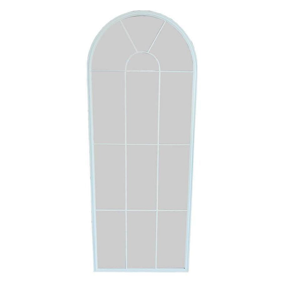 מראת קיר חצי מעוגלת בשילוב ריבועים בצבע לבן 184X72X3 ס"מ