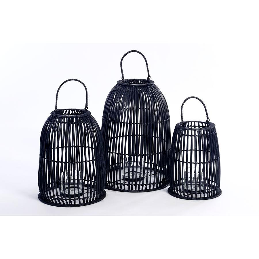 סט 3 מעמדים לנרות עשויים במבוק בצבע אפור אבן