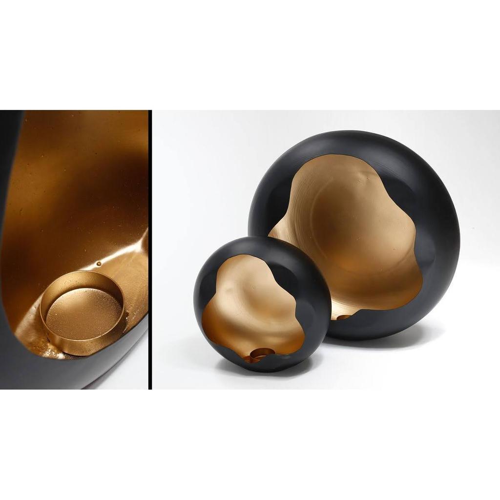 סט 2 מעמדים לנרות BRASS בגוון שחור וזהב מרשים