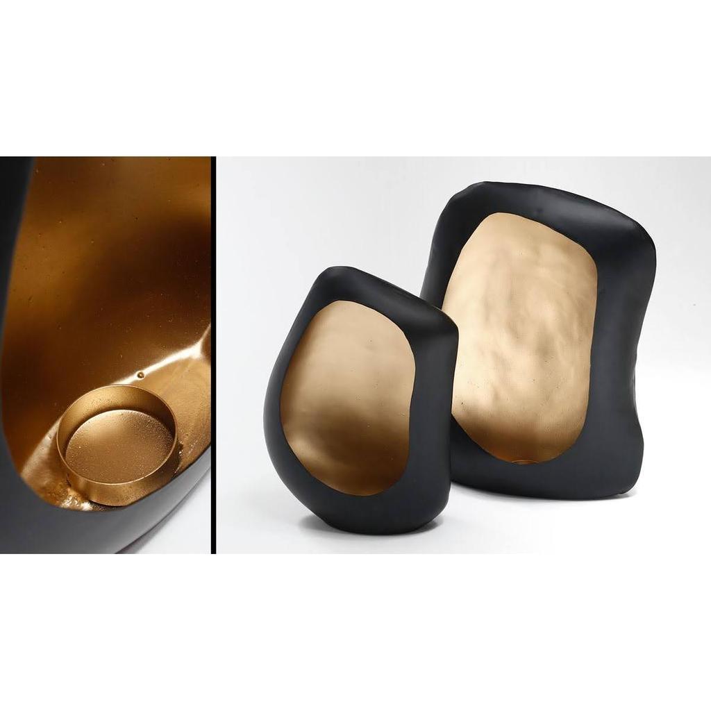 סט 2 מעמדים לנרות BRASS בגוון שחור וזהב יוקרתי