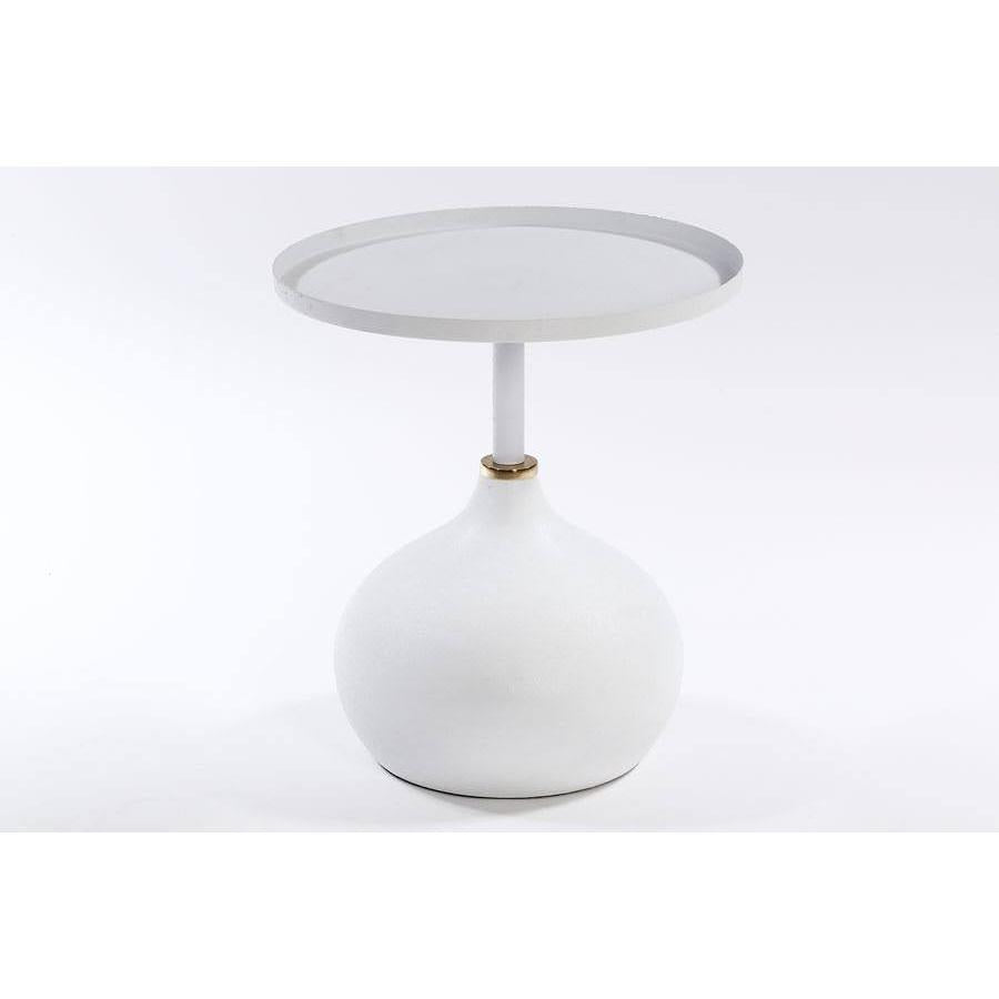 שולחן צד עשוי מתכת יוקרתית בצבע לבן 51X46X46 ס"מ