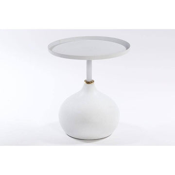 שולחן צד עשוי מתכת יוקרתית בצבע לבן 51X46X46 ס"מ