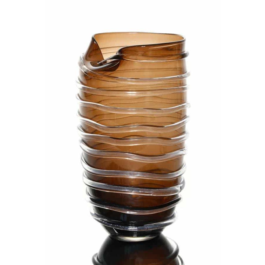 אגרטל עשוי קריסטל בעיצוב מיוחד בגווני חום 36X21X21 ס"מ