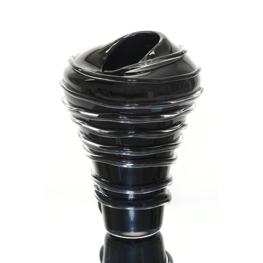 אגרטל עשוי קריסטל בעיצוב יוקרתי בגוון שחור 38X26X26 ס"מ