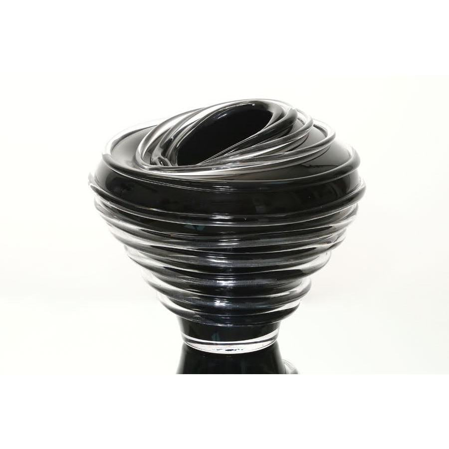 אגרטל עשוי קריסטל בעיצוב יוקרתי בצבע שחור 24X24X21 ס"מ