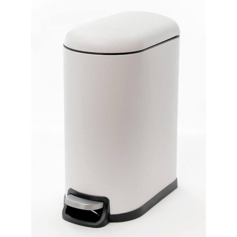 פח אשפה מלבני טריקה שקטה בגוון לבן מט 10L