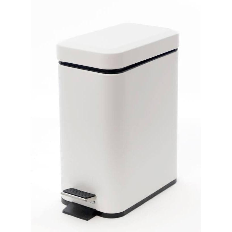 פח שירותים ומקלחת מלבני מעוצב בגוון לבן מט 5L