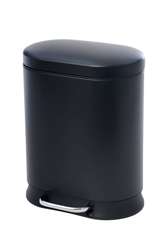 פח אשפה מעוצב בצבע שחור מט טריקה שקטה 5L