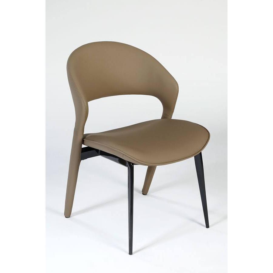 כיסא אוכל עשוי עור בעיצוב יוקרתי בגוון חום קפה