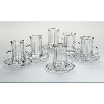 סט 12 ספלים לקפה עשוי קריסטל ופס כסף 200ML