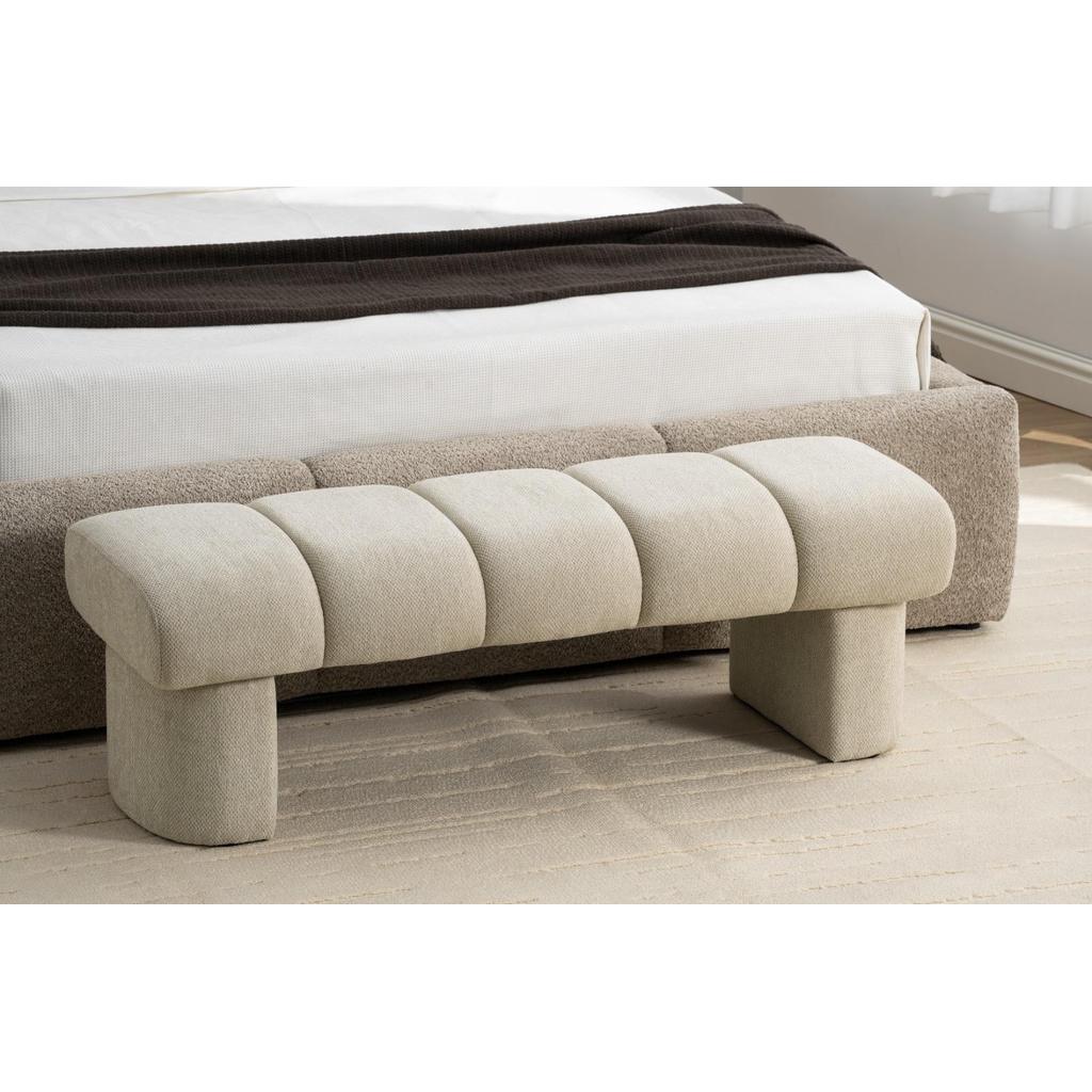 ספסל לחדר שינה עשוי בד מעוצב ריבועים מיוחדים