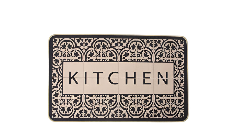 שטיח למטבח דגם טנסי עשוי בד מהודר וגומי עם כיתוב KITCHEN
