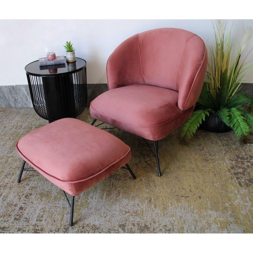 כורסא בשילוב הדום בעיצוב יוקרתי בגוון ורוד