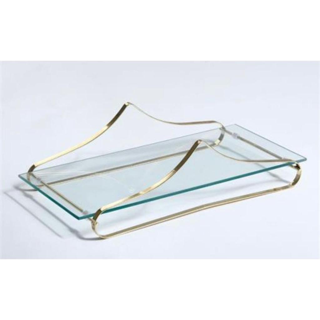 מגש עשוי זכוכית בשילוב מעמד זהב בעיצוב מיוחד