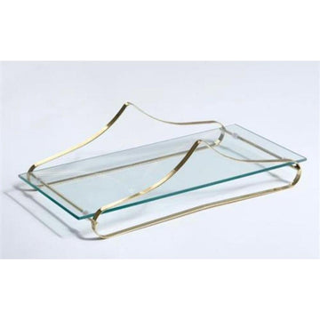 מגש עשוי זכוכית בשילוב מעמד זהב בעיצוב מיוחד