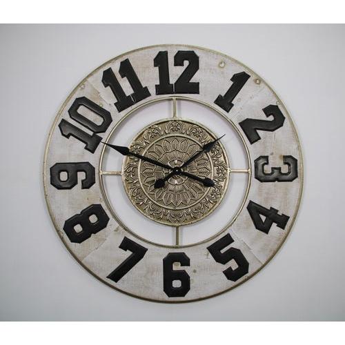 שעון קיר עגול עשוי עץ בשילוב מתכת יוקרתית