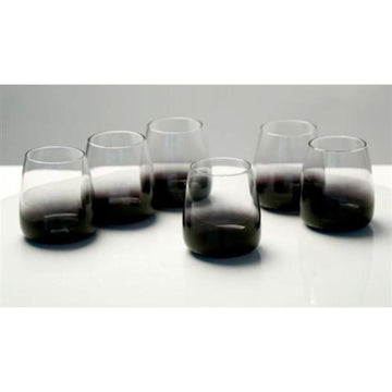סט 6 כוסות שתיה עשוי קריסטל שקוף בשילוב שחור 400ML