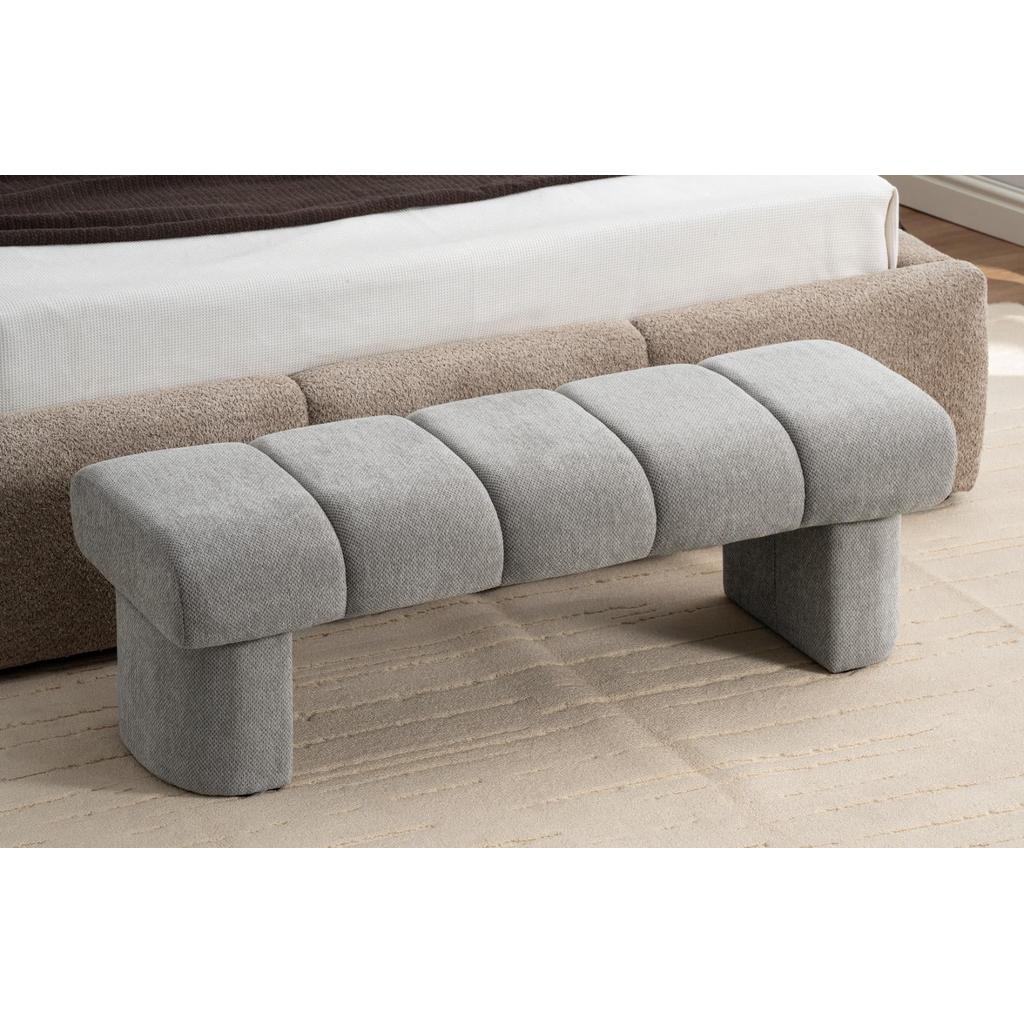 ספסל לחדר שינה עשוי בד מעוצב ריבועים מיוחדים