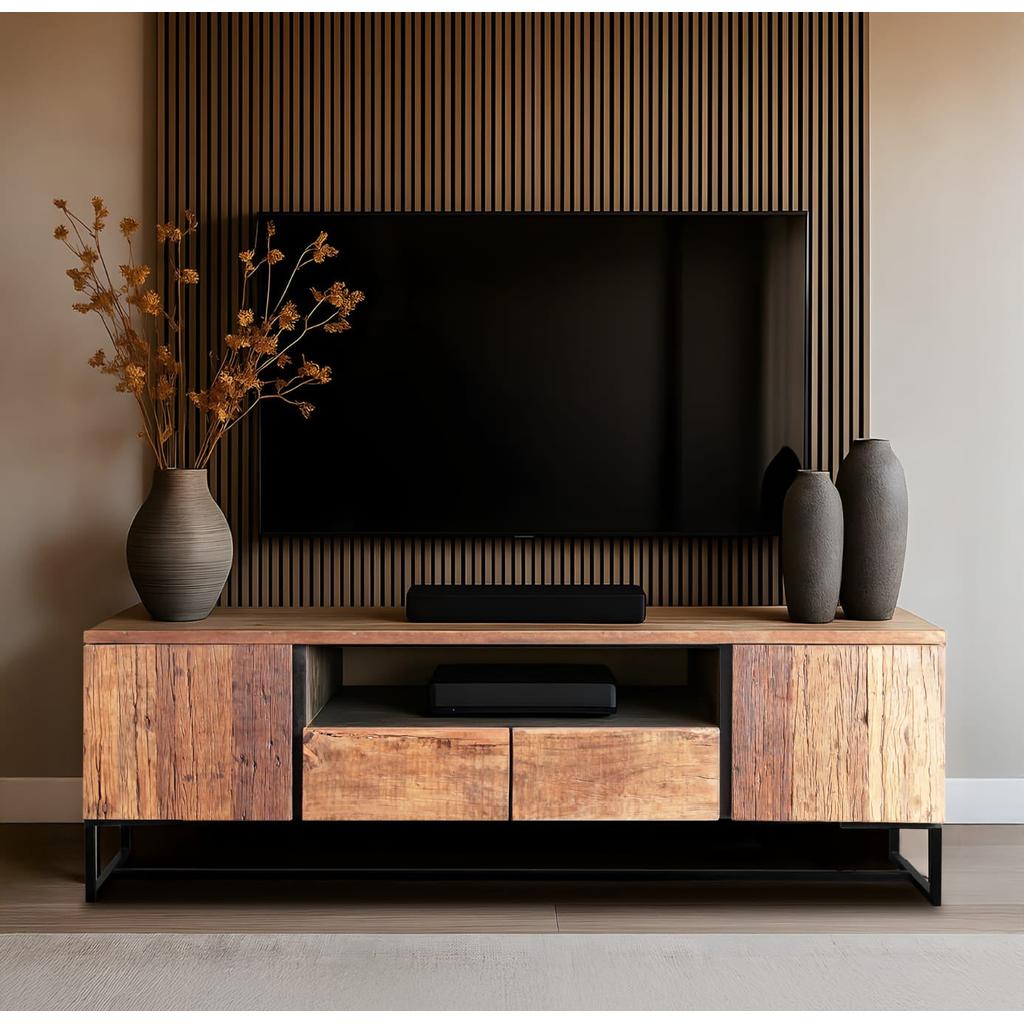 מזנון טלוויזיה דגם גרובי עשוי עץ מלא בעיצוב מיוחד