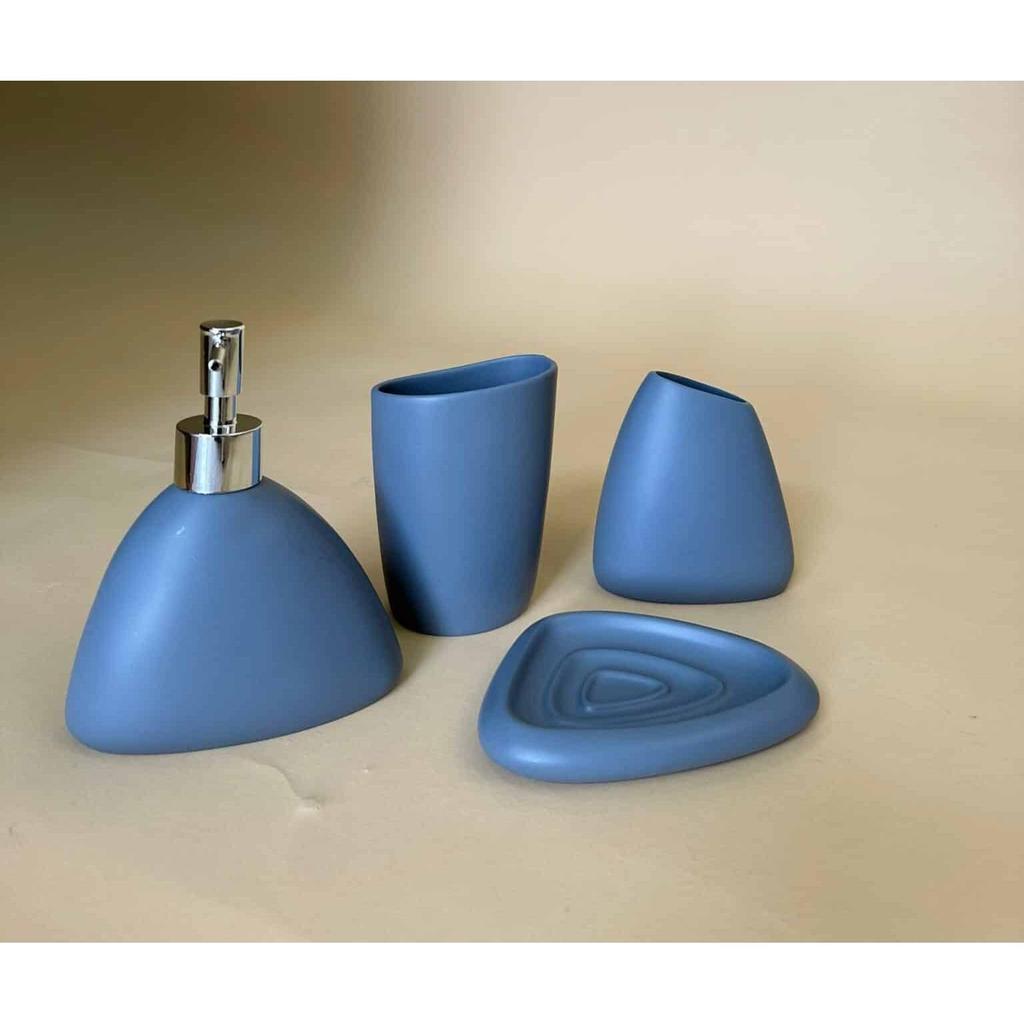 סט אמבטיה ומקלחת 4 חלקים בעיצוב ייחודי בצבע אפור