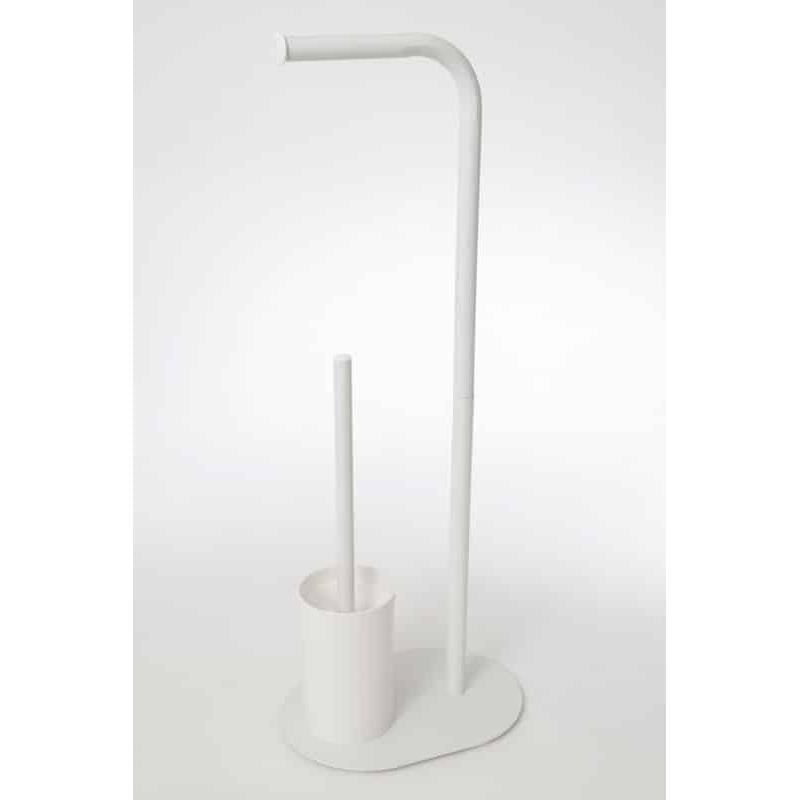 מעמד מברשת שירותים ונייר טואלט בצבע לבן מט