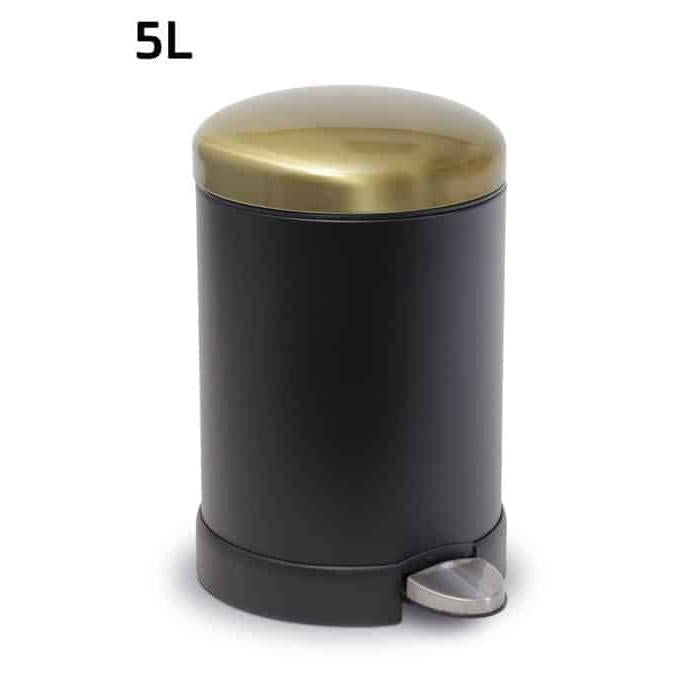 פח שירותים ומקלחת עגול ANTI SLIP שחור וזהב 5 ליטר