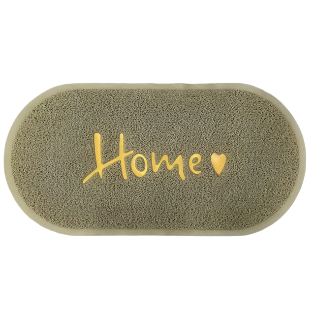 שטיח כניסה לבית דגם מורגן עשוי PVC בז' וכיתוב זהב יוקרתי