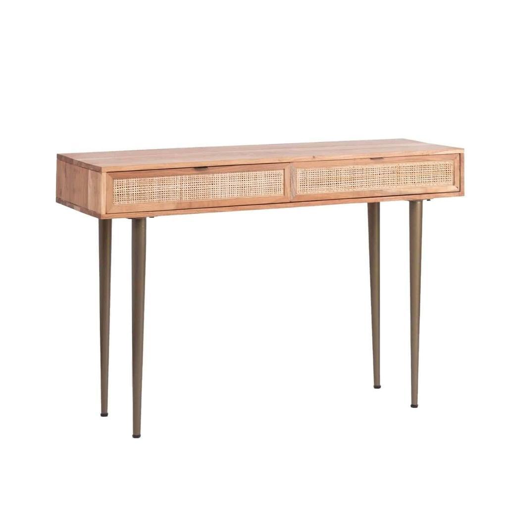 קונסולה עשויה עץ בשילוב רגלי מתכת בעיצוב מיוחד 120X80X40 ס"מ