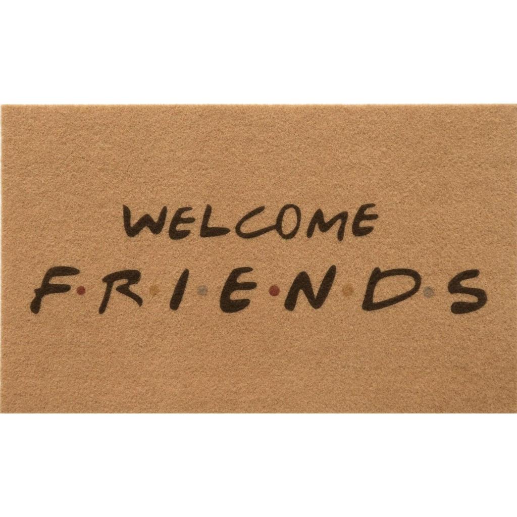 שטיח כניסה לבית דגם קדם עשוי PVC כיתוב WELCOME FRIENDS